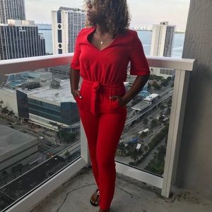 Red jumpsuit